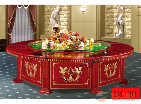 实木电动餐桌-椭圆形酒店包厢电动餐桌的尺寸